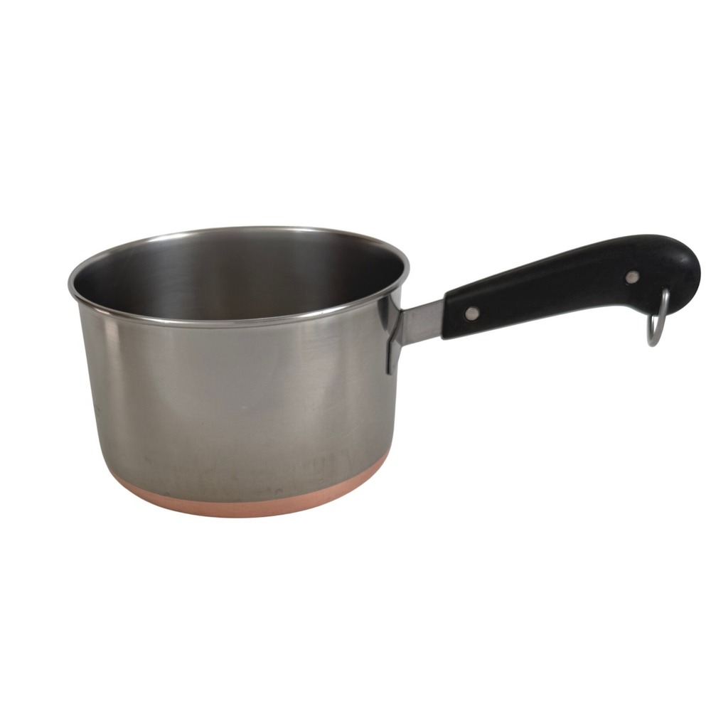 Vintage Revere Ware 3 Qt Saucepan Copper Bottom Double Ring USA 7"